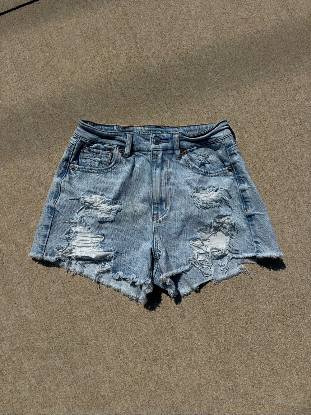 American Eagle Outfitters Light Blue Distressed Denim Shorts